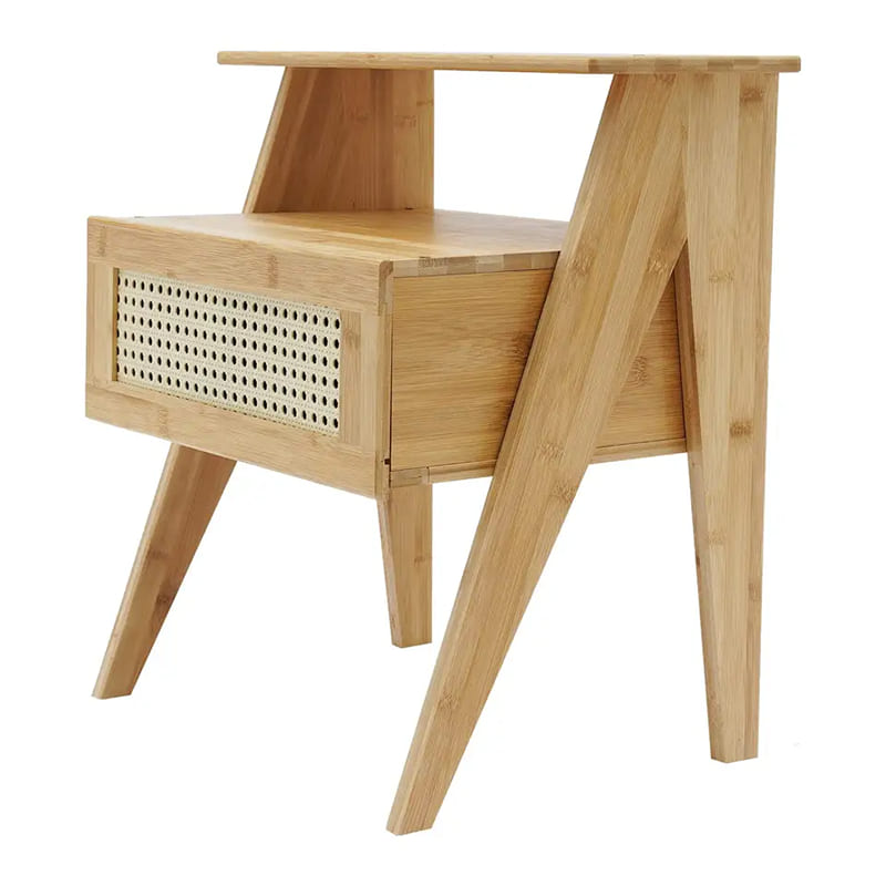 Table de bout en bambou à 2niveaux avec tiroir table denuit pour petits espaces rangement table d\'appoint denuit pour chambre à coucher