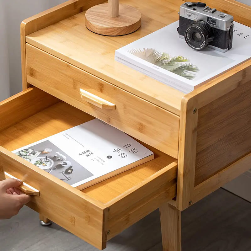 Table de bout en bambou avec table de chevet de tiroir pour petits espaces rangement table d\'appoint denuit pour chambre à coucher