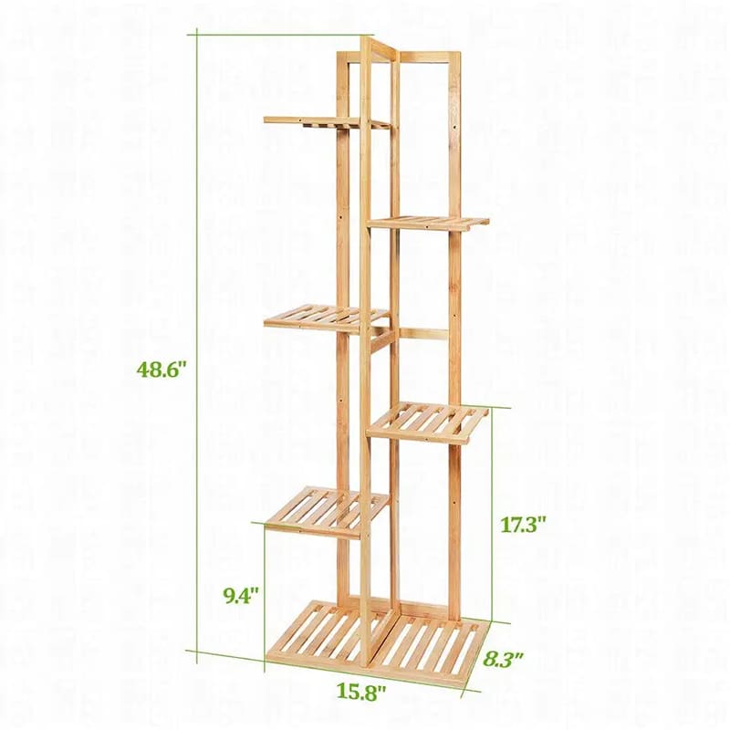 Couche personnalisée à 6niveaux Multifonctionnel Bamboo Bamboo Rack de fleurs en plein air support de plante intérieure