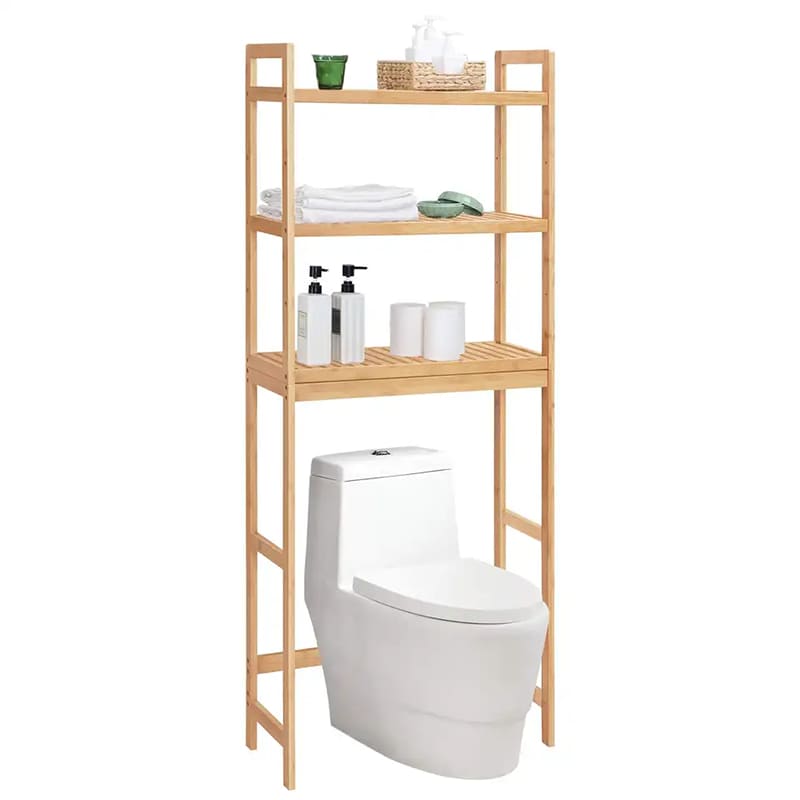 Organisateur de cabinet de salle de bambou personnalisable à 3niveaux sur l\'étagère de rack de rangement des toilettes