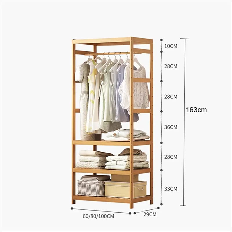 Rack de rangement à trois couches Solid Ejecteur Hanging Vêtements Dispus en bambou Rack