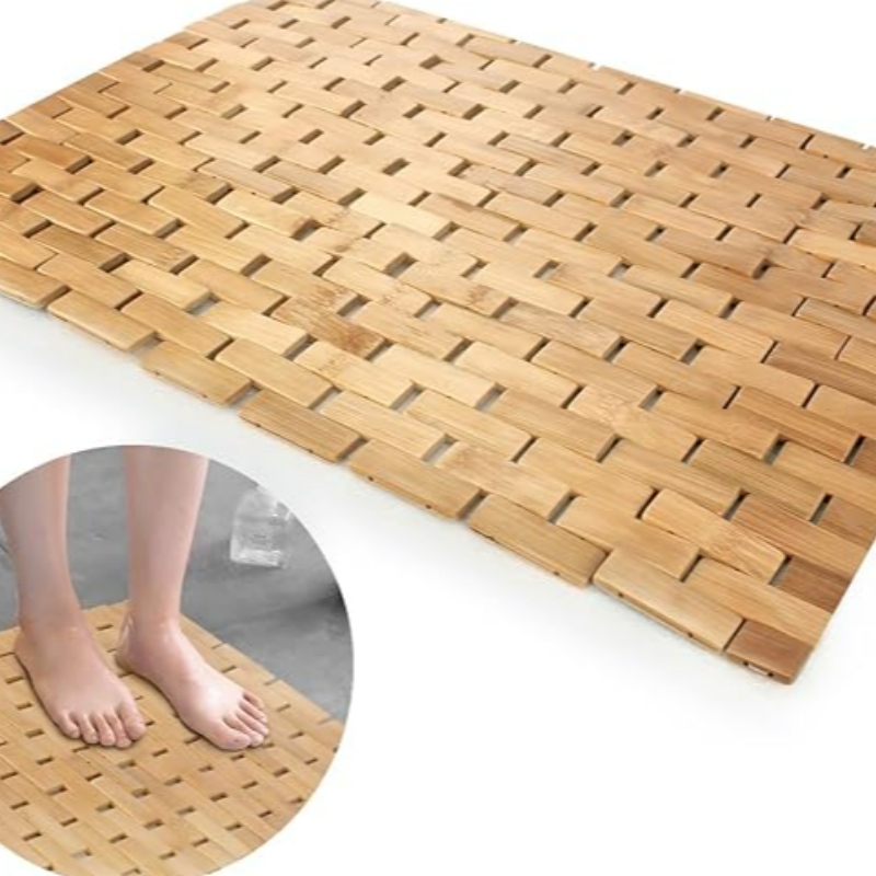 Tapis de bain en bambounaturel, tapis de douche en bambou sans glissement, tapis de bain en bois pliable imperméable pour baignoire