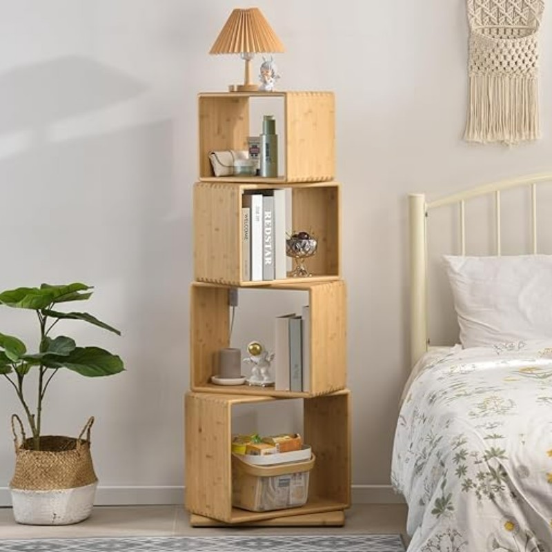 Bamboo Desk Bookself Storage Organisateur Display Shelf Rack Countertop Platforms Livre support étagères Bibliothèque de table pour le bureau à domicile